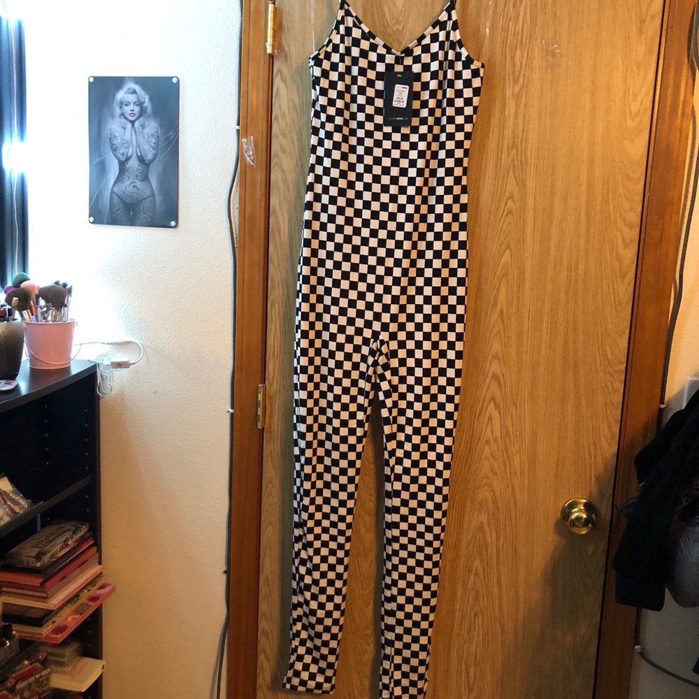 Black/White checkered jumpsuit